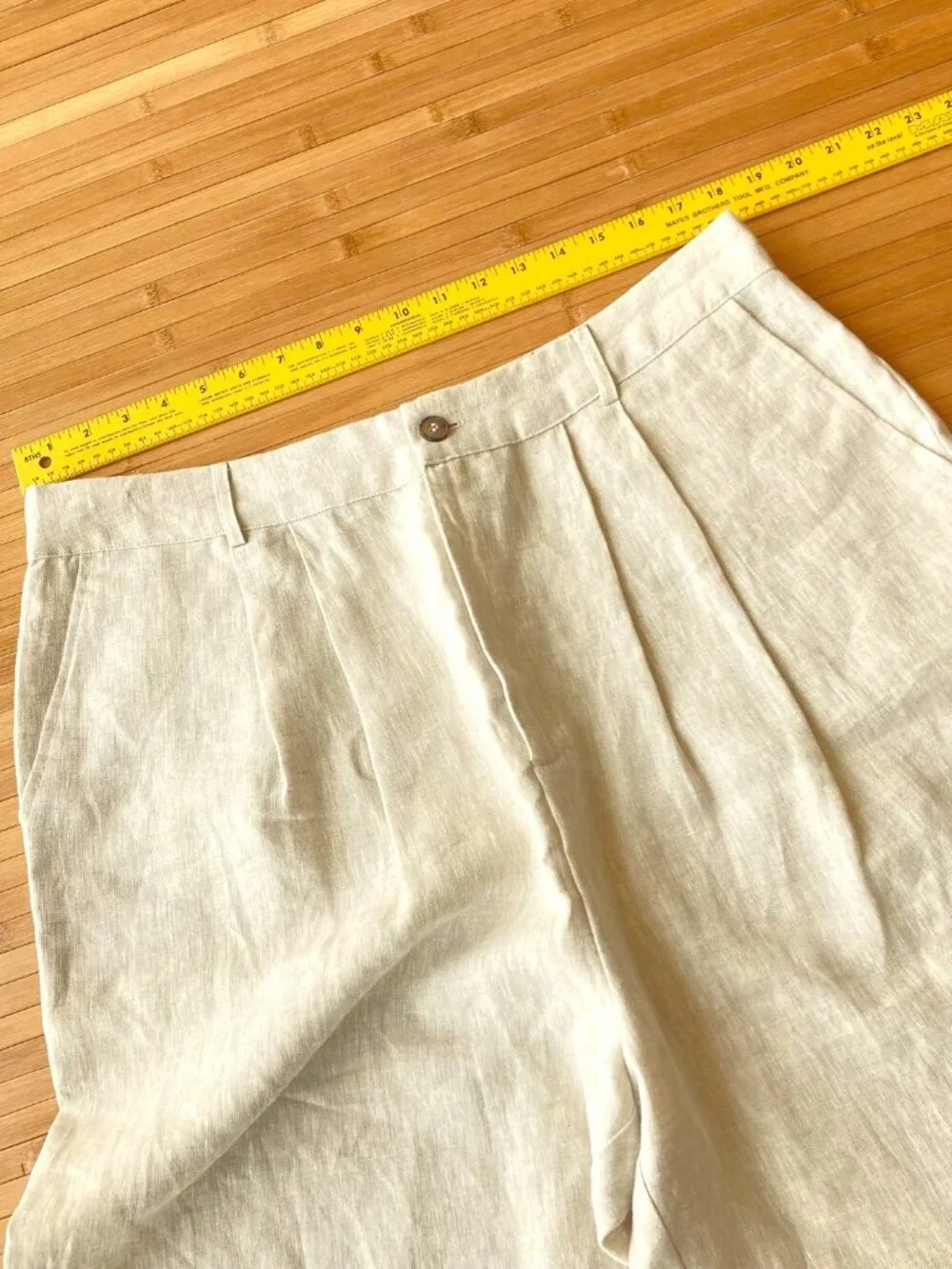 Reformation Wide Leg Linen Pants High Rise Pleated Womens 14 Flax Beige